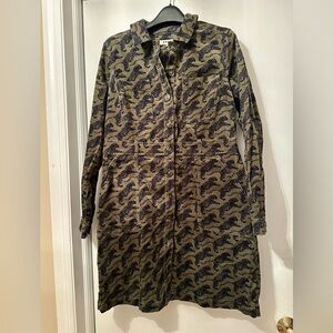 Boden Women's Amanda Cord Short Dress-Woodland Green Leaping Tiger size 12